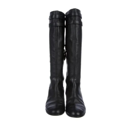 Cynthia Vincent - Knee High Y2K Black Leather Equestrian Boots - Picture 3 of 8